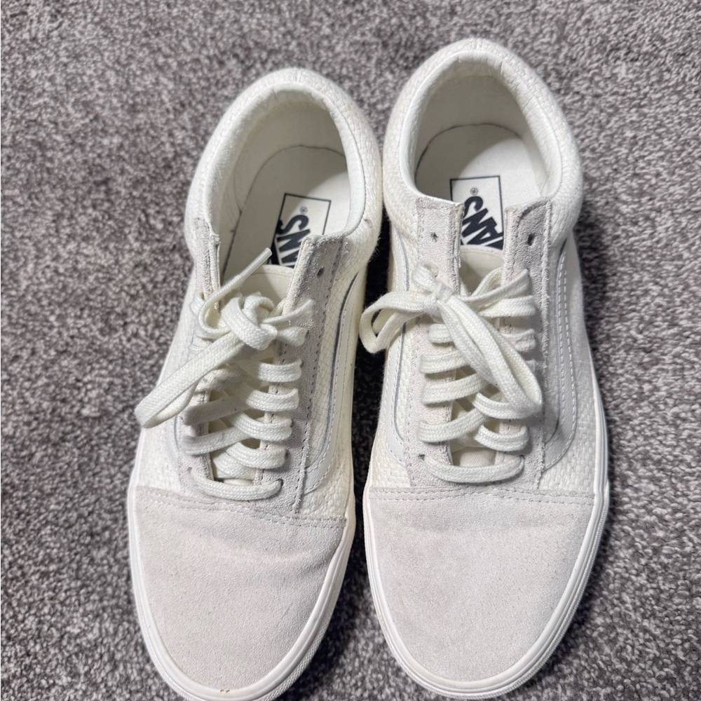 Vans Off-White Low-Top Canvas & Suede Sneakers